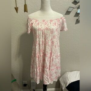 Salty lemon Pink Floral Off-Shoulder Dress Size S